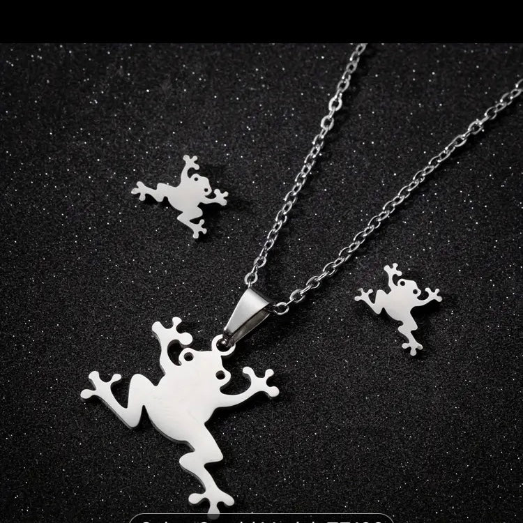 Stainless Steel, Gold or Silver plated Coqui necklace and earrings set