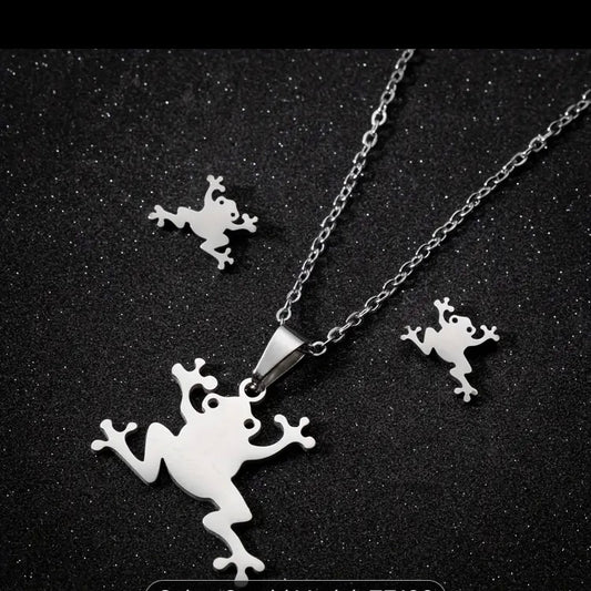 Stainless Steel, Gold or Silver plated Coqui necklace and earrings set